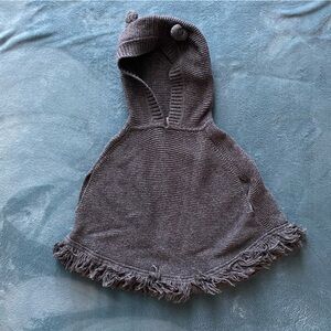 GAP Gray Knit Poncho with Hood